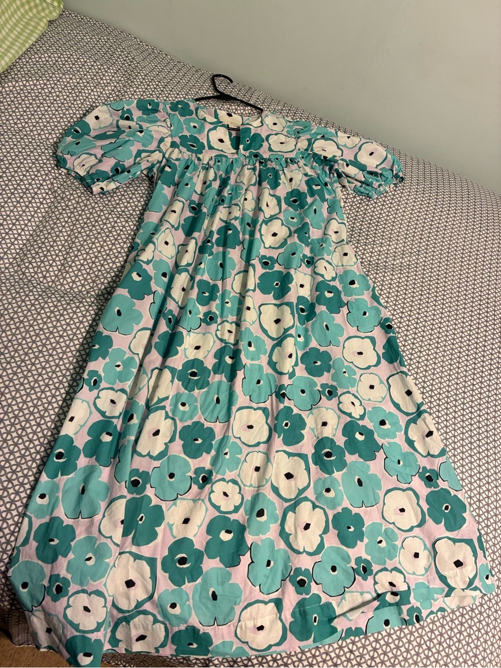 Pinch Floral Puff Sleeve Maxi Dress in Teal and White floral size large - Picture 13 of 13